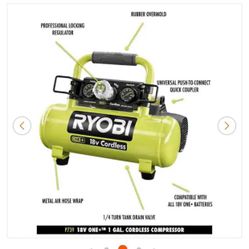 Ryobi 18V One+ 1 Gallon Compressor, tool Only FIRM PRICE