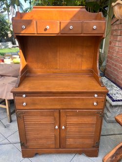 Vintage Wood Step-Back Hutch