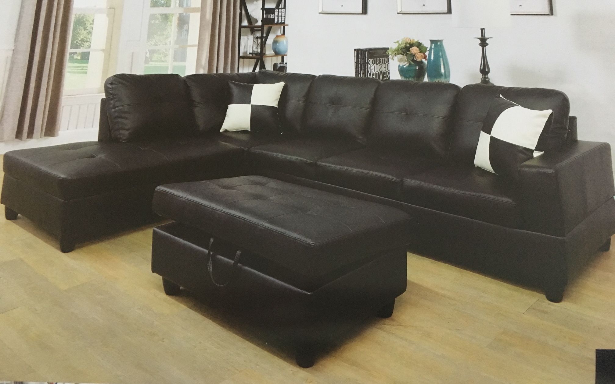 Black Leather Sectional Couch