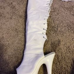2 Pairs Size 7 And 8 Thigh High Leather Boots 