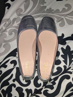 OMS Silver Metallic Square Toe Mules