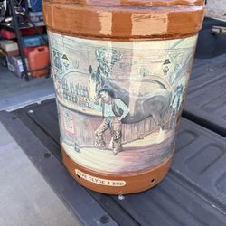 old painted milk can great piece 