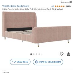 Pink Velvet Full Size/ Queen Bed Frame