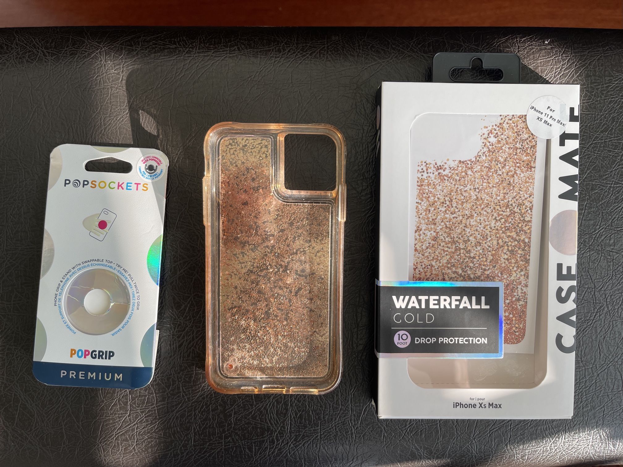 IPhone XS Max Waterfall Gold Drop Protection And Popsocket