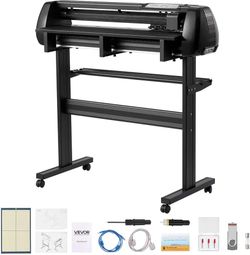Vinyl Cutter Machine, 34 inch Max Feed Width, Dual Blades, Adjustable Force and Speed, LED Display, Vinyl Plotter Cutter Printer with Signmaster Softw