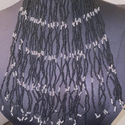 Black Beaded Necklace 