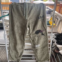 Large Stretch Corduroy Anime Pants Green