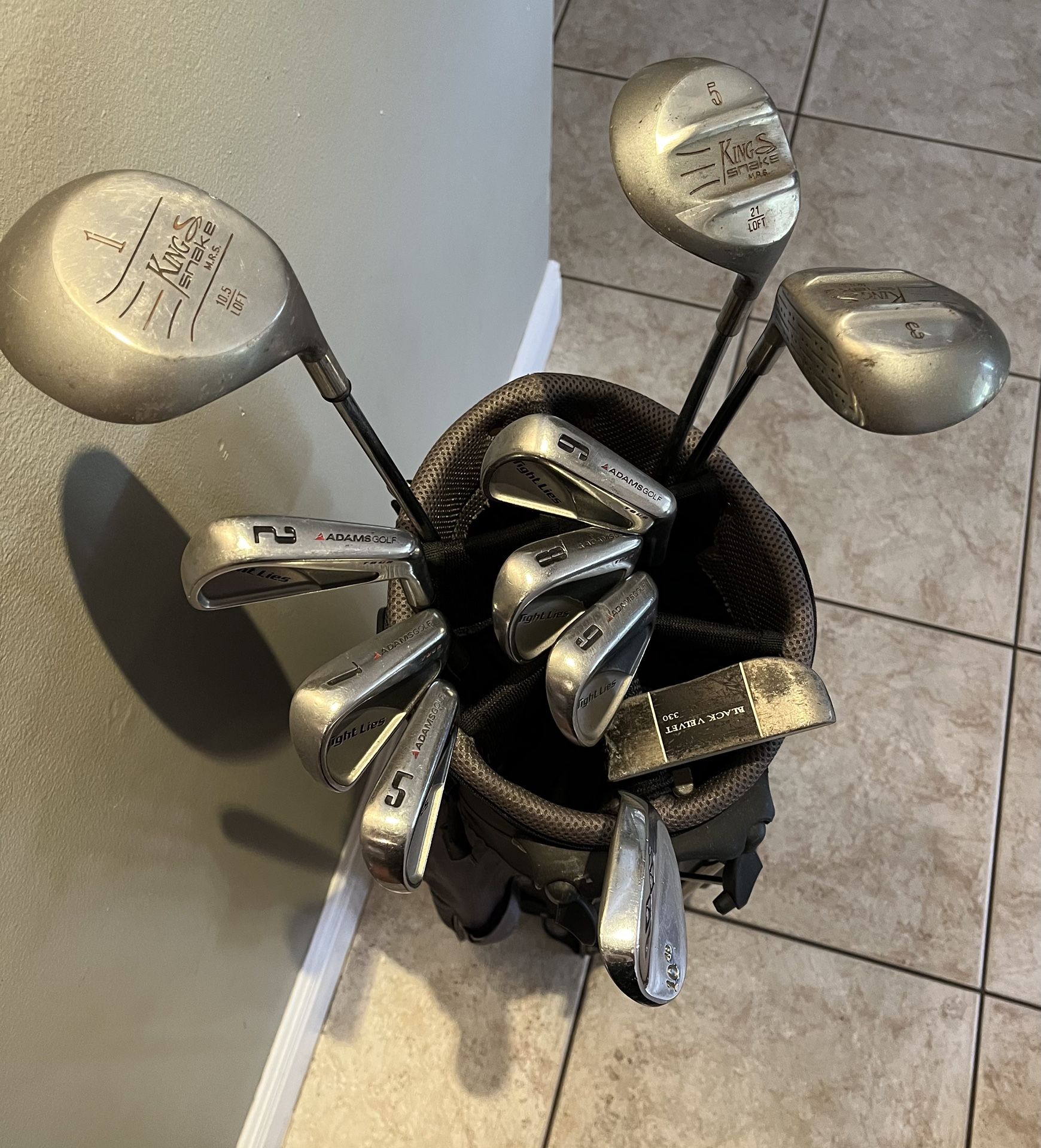 Full Set of Adams and King Snake Golf Clubs