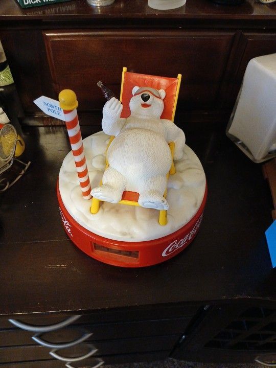 VTG 1995 COCA-COLA COMPANY NORTH POLE POLAR BEAR CHILLIN’ ALARM CLOCK VG CLEAN
