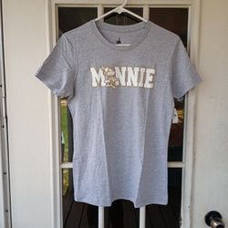 Disney Parks Authentic Minnie Mouse T-shirt Womens Sz L NWT Gray