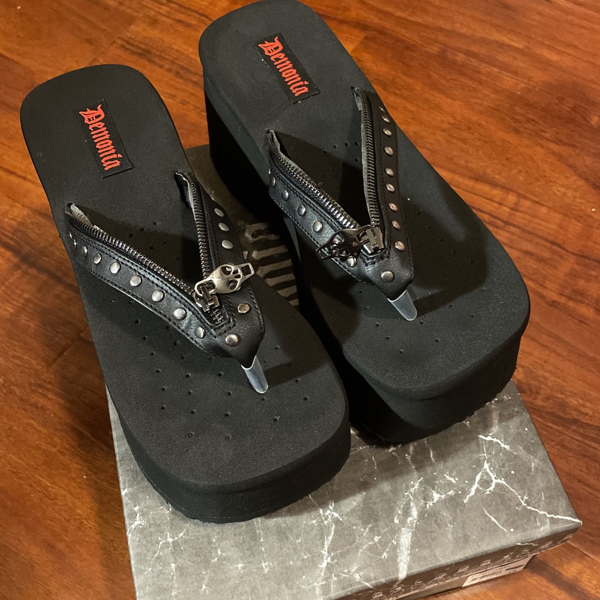 Demonia Skull Chunky Sandals