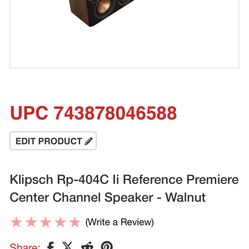 Klipsch RP 404C li  Center Home Speaker 