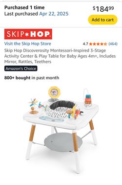 Skip Hop Discoverosity Montessori-Inspired 3-Stage Activity Center & Play Table for Baby Ages 4m+