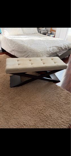 Tufted Upholstered Bench with X-Base