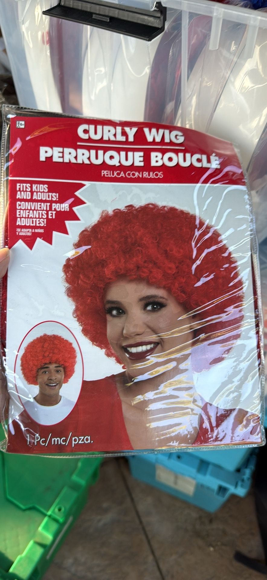 Curly Wigs and Red, White, and Blue Festive Decorations