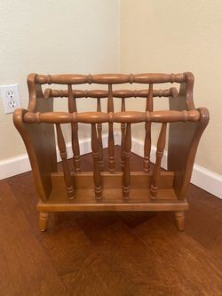 Vintage Mid-Century Spindle Wooden Magazine Rack / Record Holder