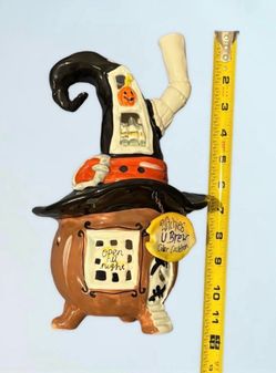 Blue Sky Clay Works 2016 Witches U Brew Halloween Tea Light Holder