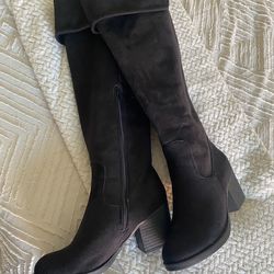 Knee high suede boots