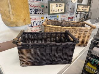 Wicker Storage Baskets with Handles – Set of 3