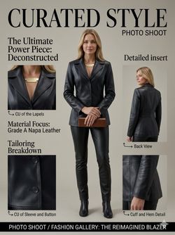 Women's Black Napa Leather Blazer Jacket