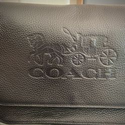 Large Black Pebble Leather Coach Purse