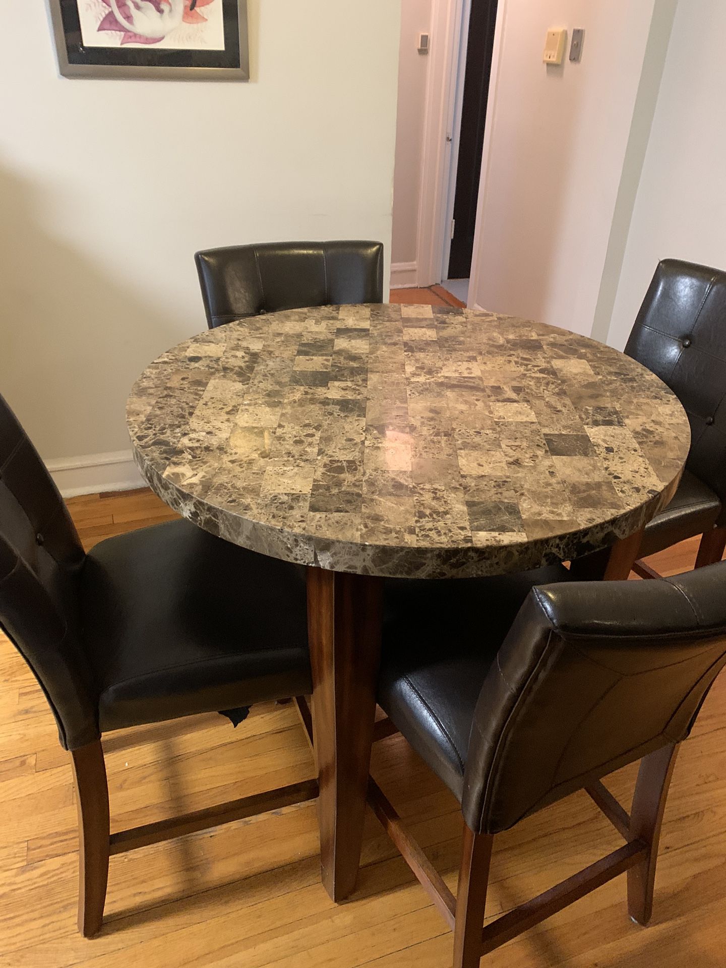Stonetop Dining Table With Four Matching Chairs + TWO STOOLS