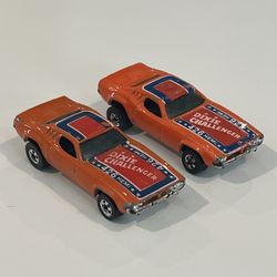 Vintage 1982 & 1983 Hot Wheels Dixie Challenger Lot Of 2 W/Different Bases Loose