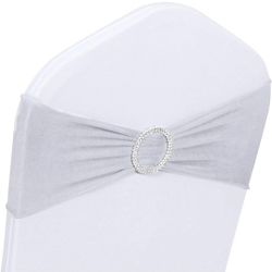 Silver spandex chair sash/bow