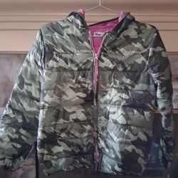 Epic Threads Hooded Puffer Jacket Girl's Size XL (12-14) W/Packable Bag