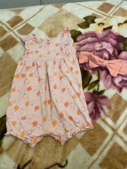 Baby Girl Fruit Print Romper with Headband 12 months