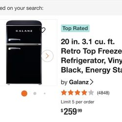 Black Galanz Mini Retro Refrigerator Like new