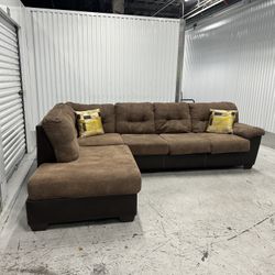 Comfy Brown Sofa Sectional Couch 
