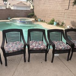Set of 6 Wicker Patio Chairs with Cushions