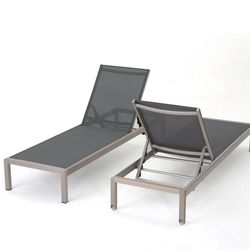 2 Outdoor patio chaise lounge chairs, pool furniture loungers adjustable
