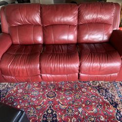 Red/ Burgundy Leather Couch 