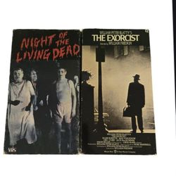 Vintage horror vhs tapes Night of the living dead and The Exorcist