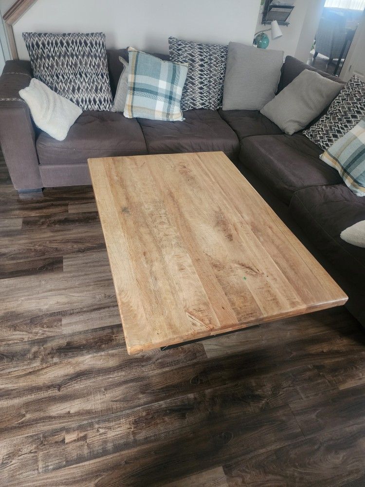 Three Piece L-shaped Couch With Coffee Table