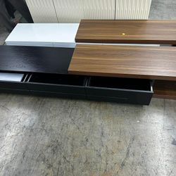 Extendable TV Stand for TVs up to 120", Wood Reversible Entertainment Center with 3 large Drawers(damage