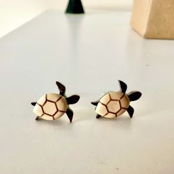 Handmade Coconut Turtle Earrings 