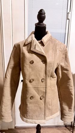 Bubblegum leather pea coat 941
