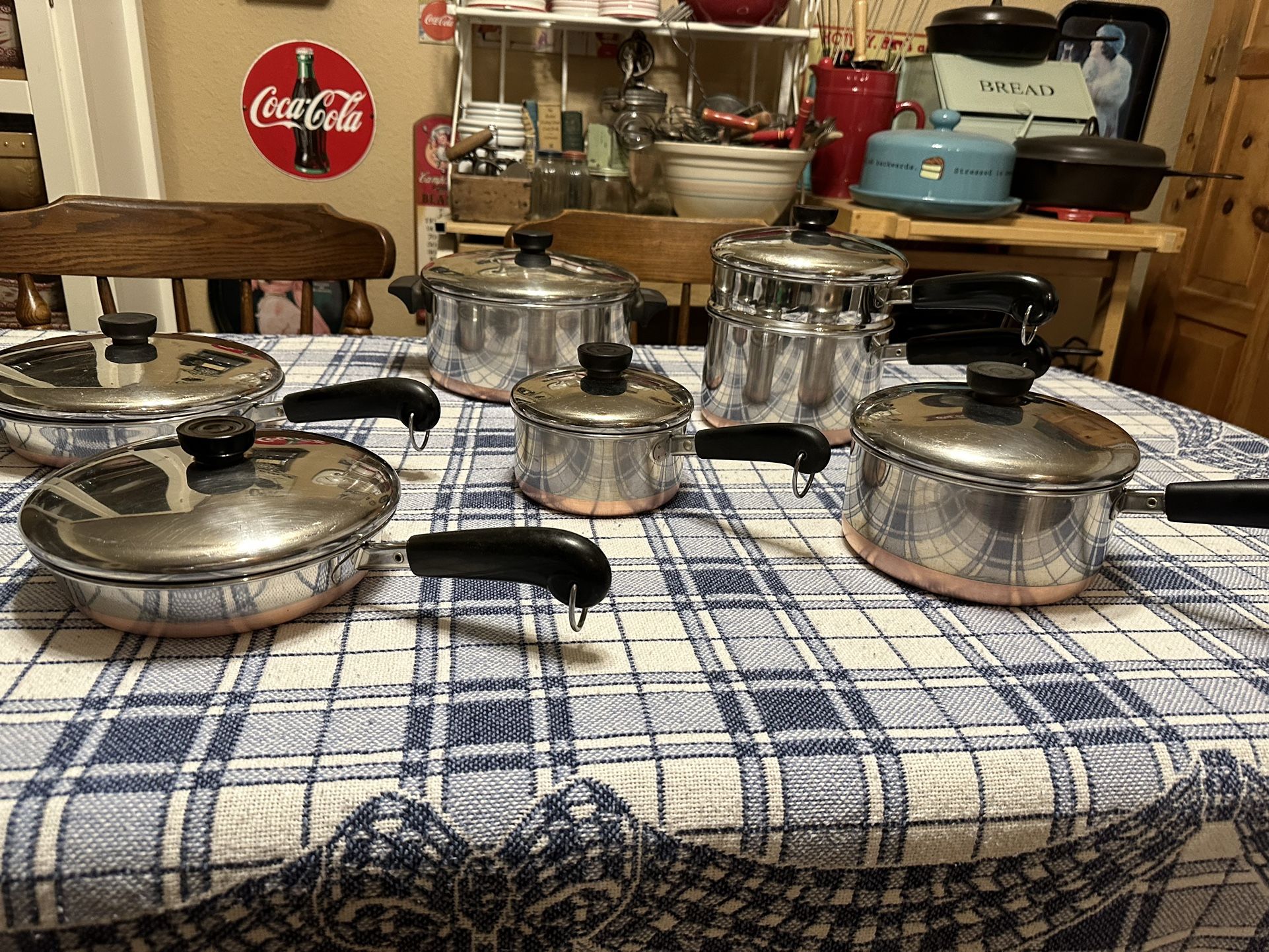 Revere Ware Copper Bottom Cookware Set 13 Piece