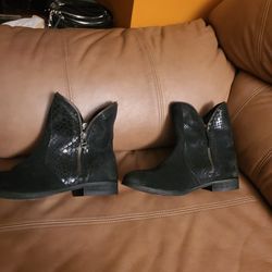 Black Suede/leather Short Boots