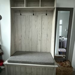 Hallway Bench with Storage and Coat Rack