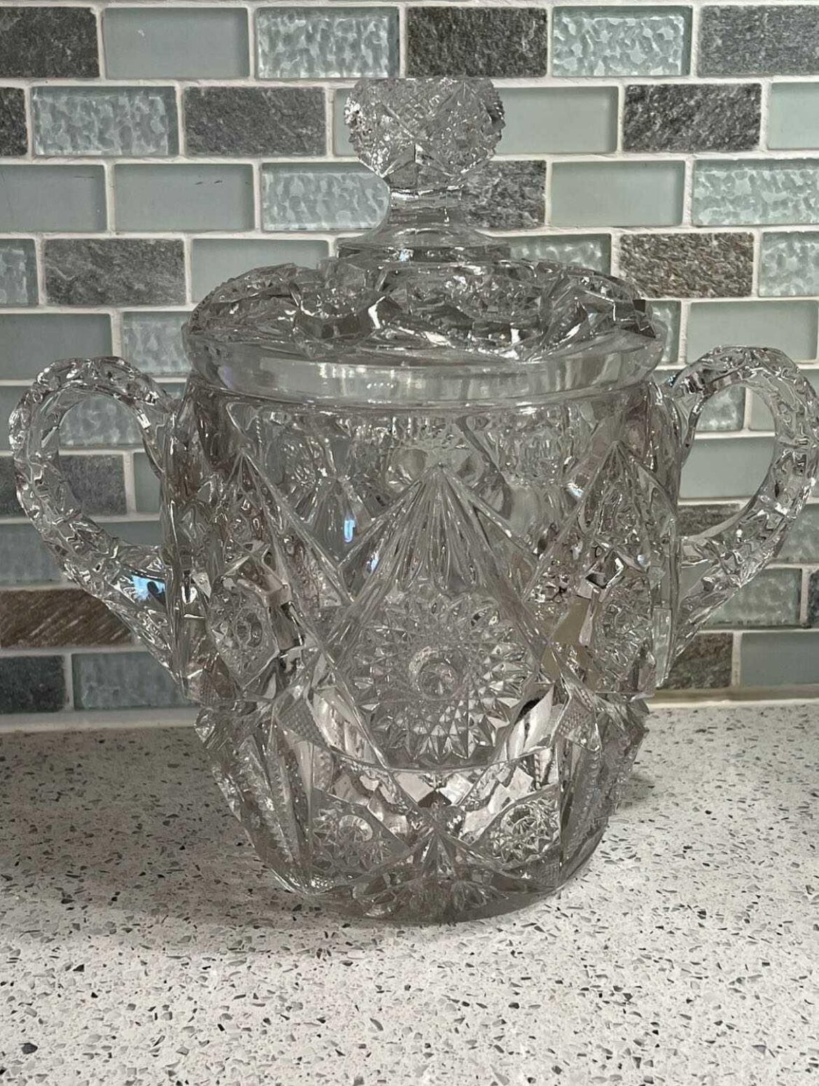 Vintage EAPG Clear Glass Biscuit Jar