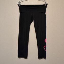 Paris Angel, Vintage Women Black Y2K Love Hearts Leggings, Size L
