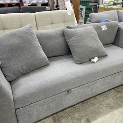 Gray fabric sofa bed