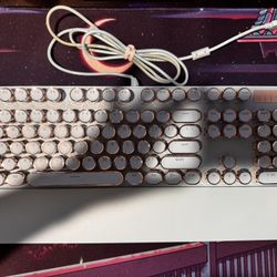 MageGee Retro Blue Mechanical Gaming Keyboard, Wired Round Keycaps