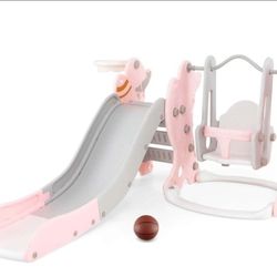 NEW 4-in-1 Toddler Slide & Swing Playset – Indoor/Outdoor