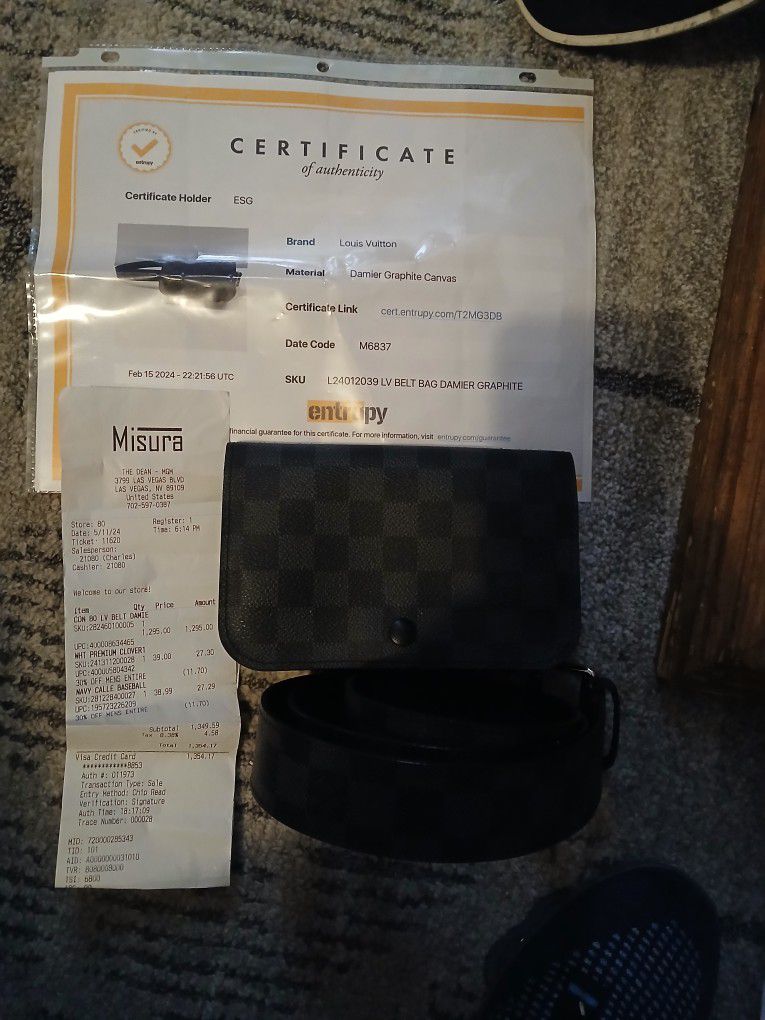 Louis Vuitton Damier Graphite Men's Bag With Belt Brand New With Certificate Of Authenticity