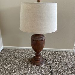 Wood Lamp With Tan Shade